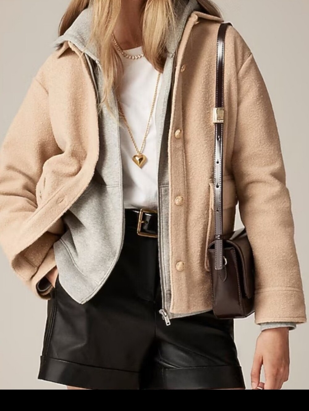 J. Crew Cream Sherpa Shirt Jacket with Gold Buttons